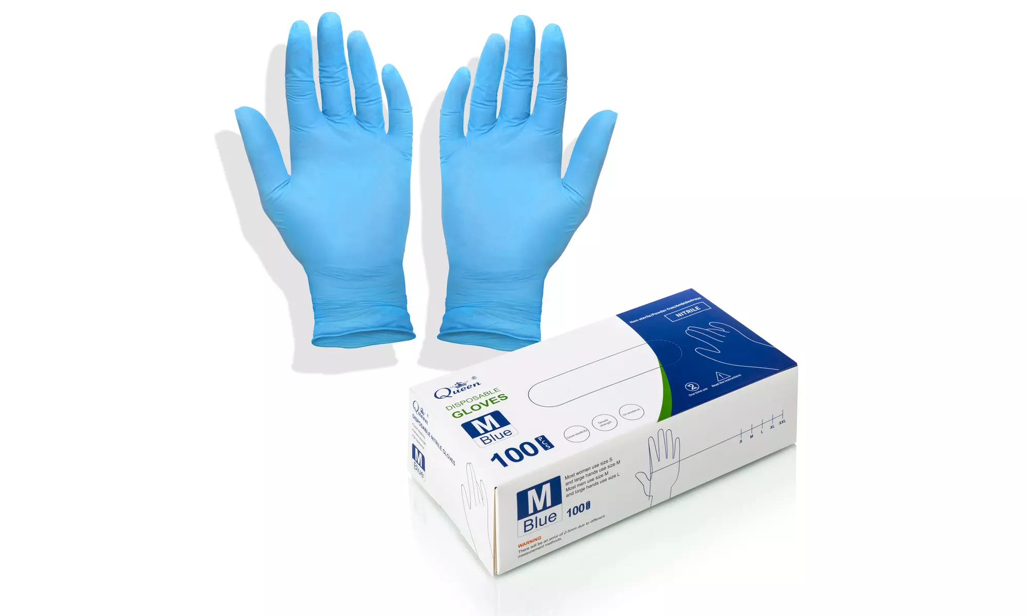 Queen Non-Sterile Powder Free Nitrile Disposable Laboratory Gloves, Small-Medium - Second Medium