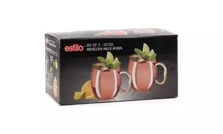 Estilo Handcrafted Solid Moscow Mule Mugs (Set of 2), 20 oz, Copper - Second Medium