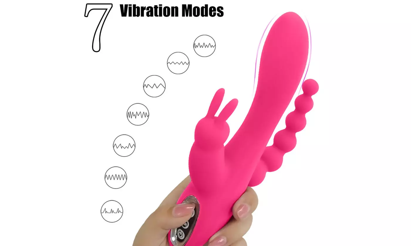 3 IN 1 G-Spot Anal Dildo Rabbit Vibrator Adult Sex Toys Rechargeable 