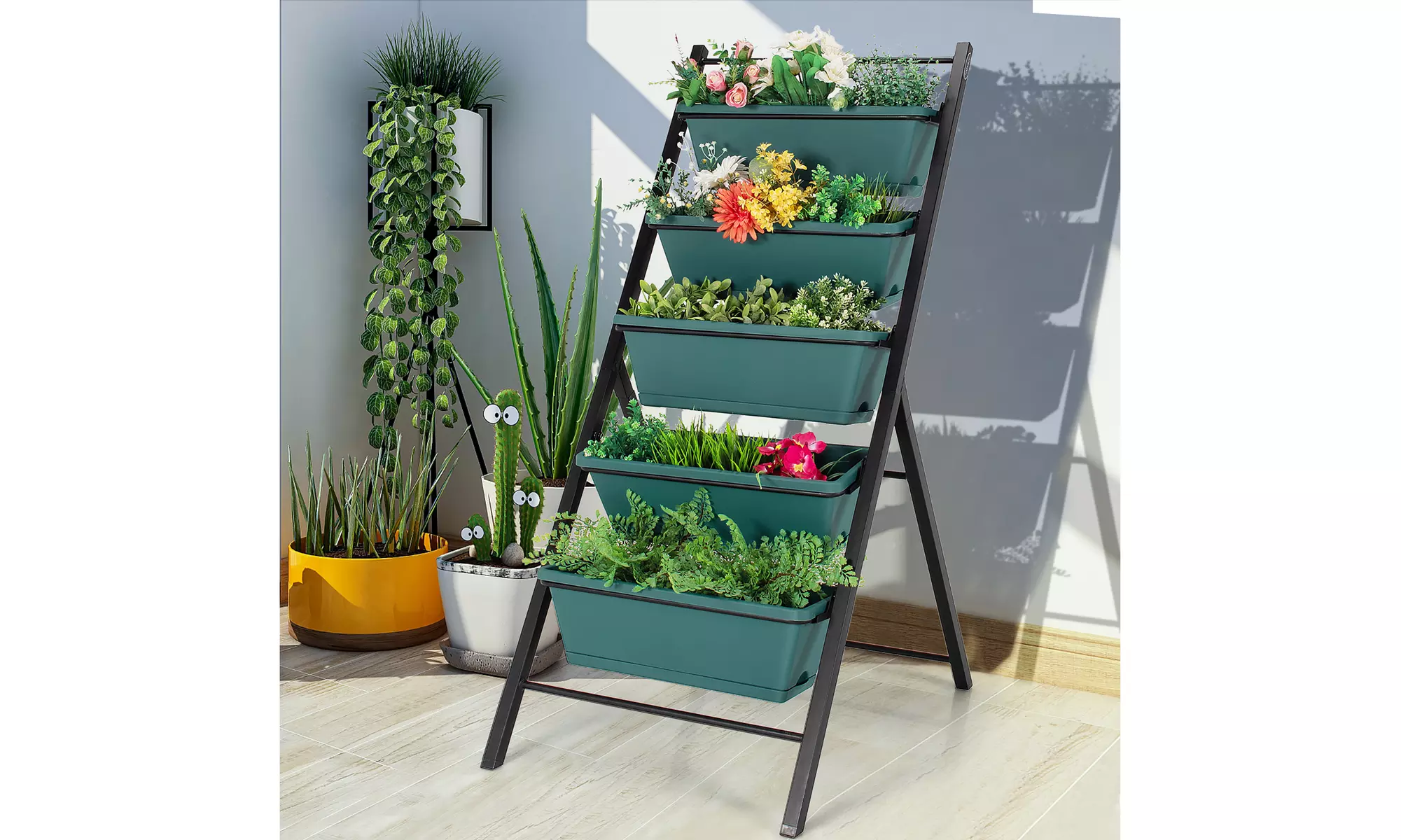 5-tier Vertical Garden Planter Box Elevated Raised Bed w/5 Container