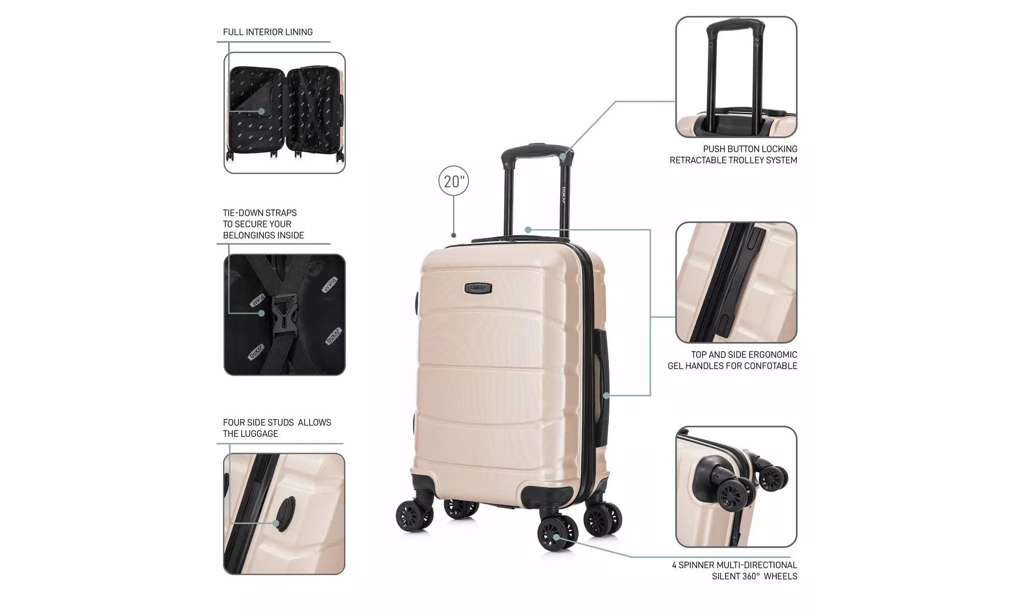 DUKAP Sense Lightweight Hardside Spinner Luggage 20"/24"/28"