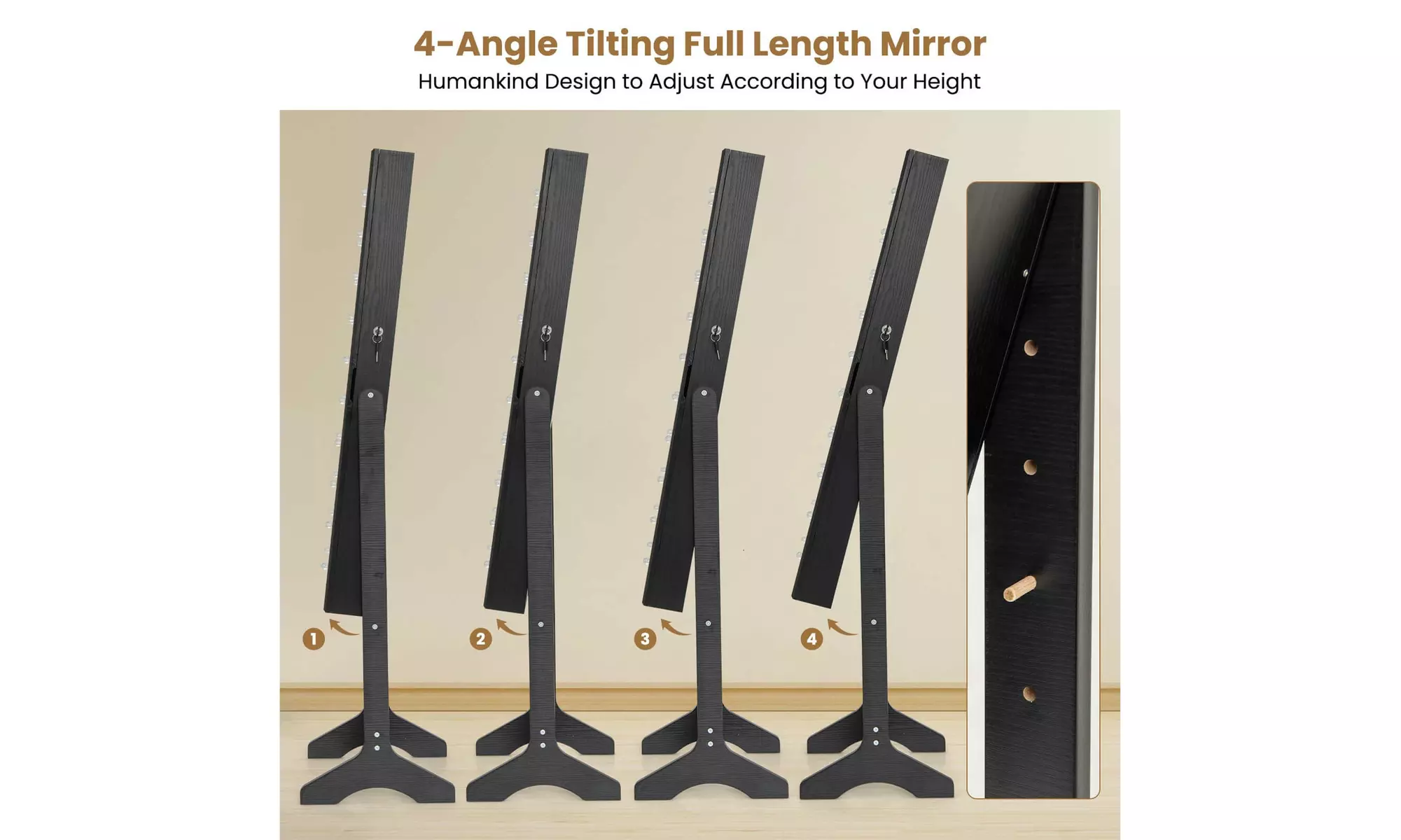 Costway Full-Length LED Mirror Jewelry Cabinet with 20 LED Lights