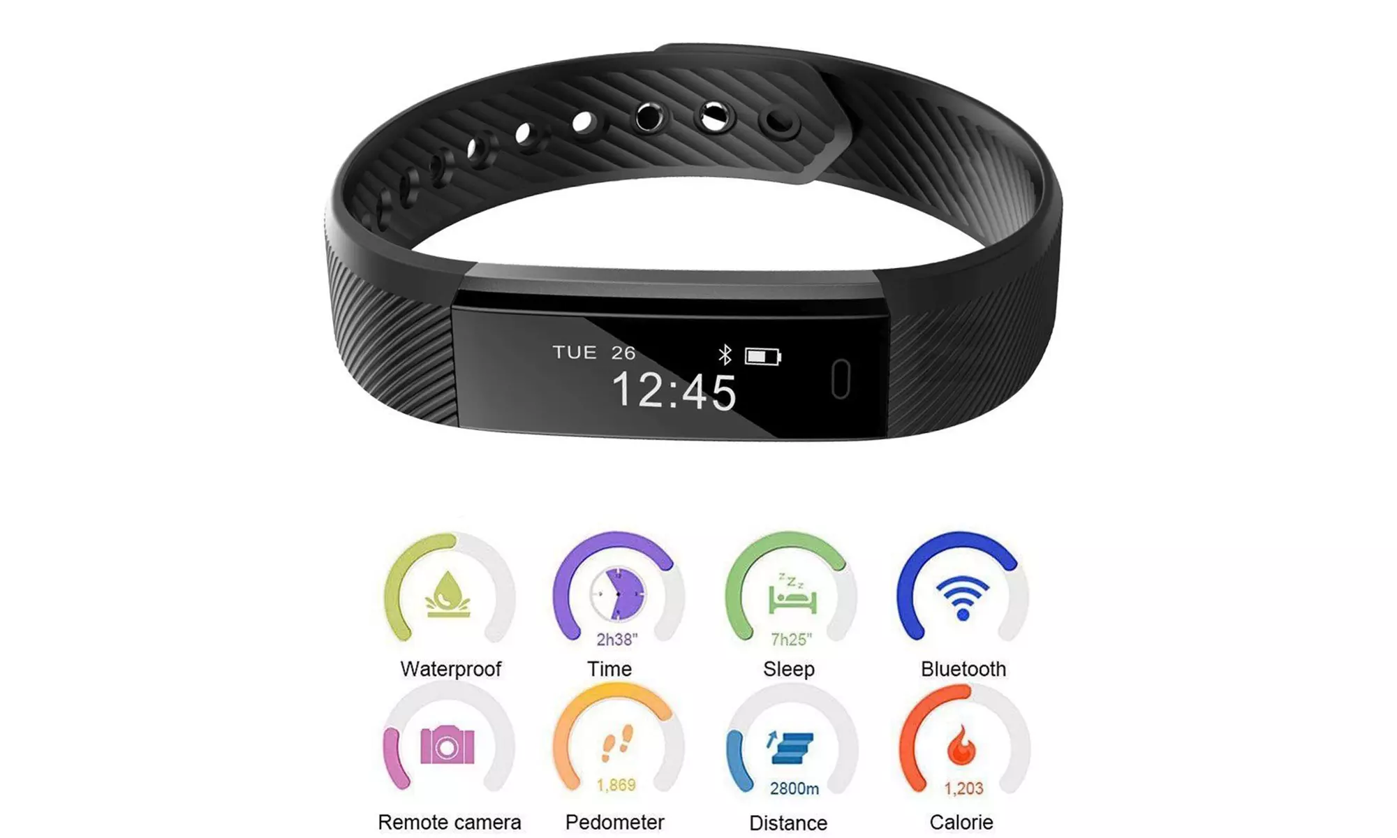 Bluetooth Smart Watch Activity Tracker Fitness Step Counter For iPhone Samsung - Primary Image