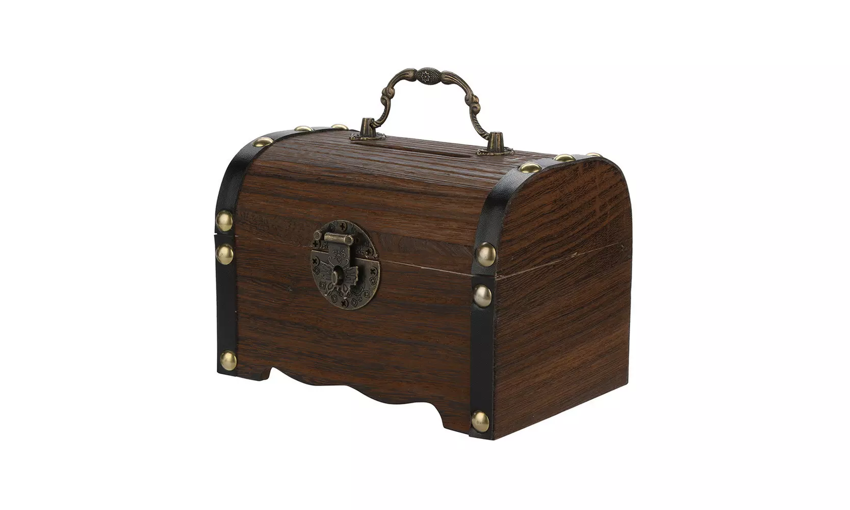 Wooden Piggy Bank Safe Money Box Savings With Lock Wood Carving Handmade - Primary Image