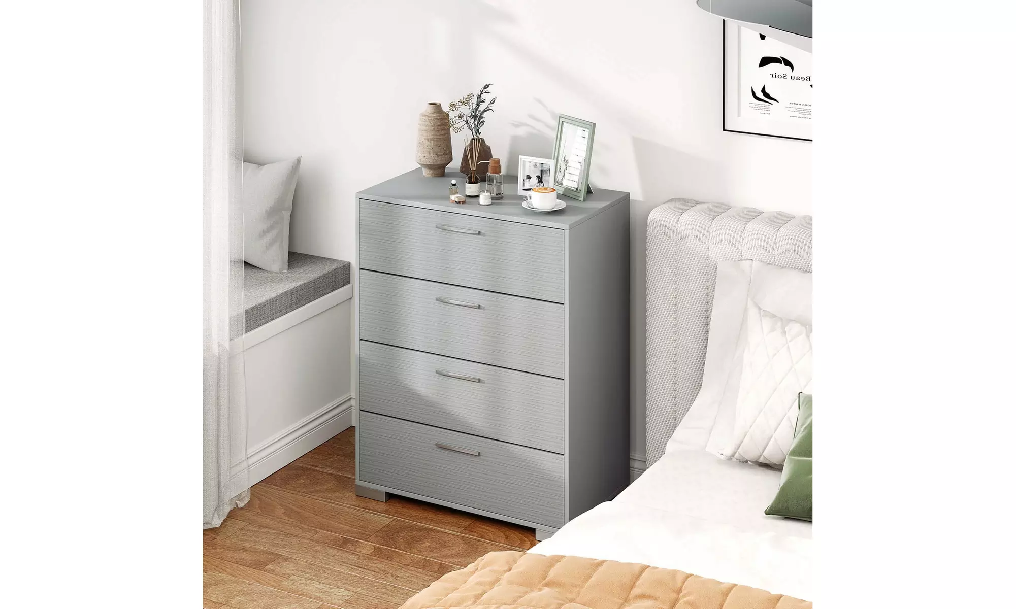 Costway 4 or 6 Drawer Storage Cabinet with Metal Legs and Handles