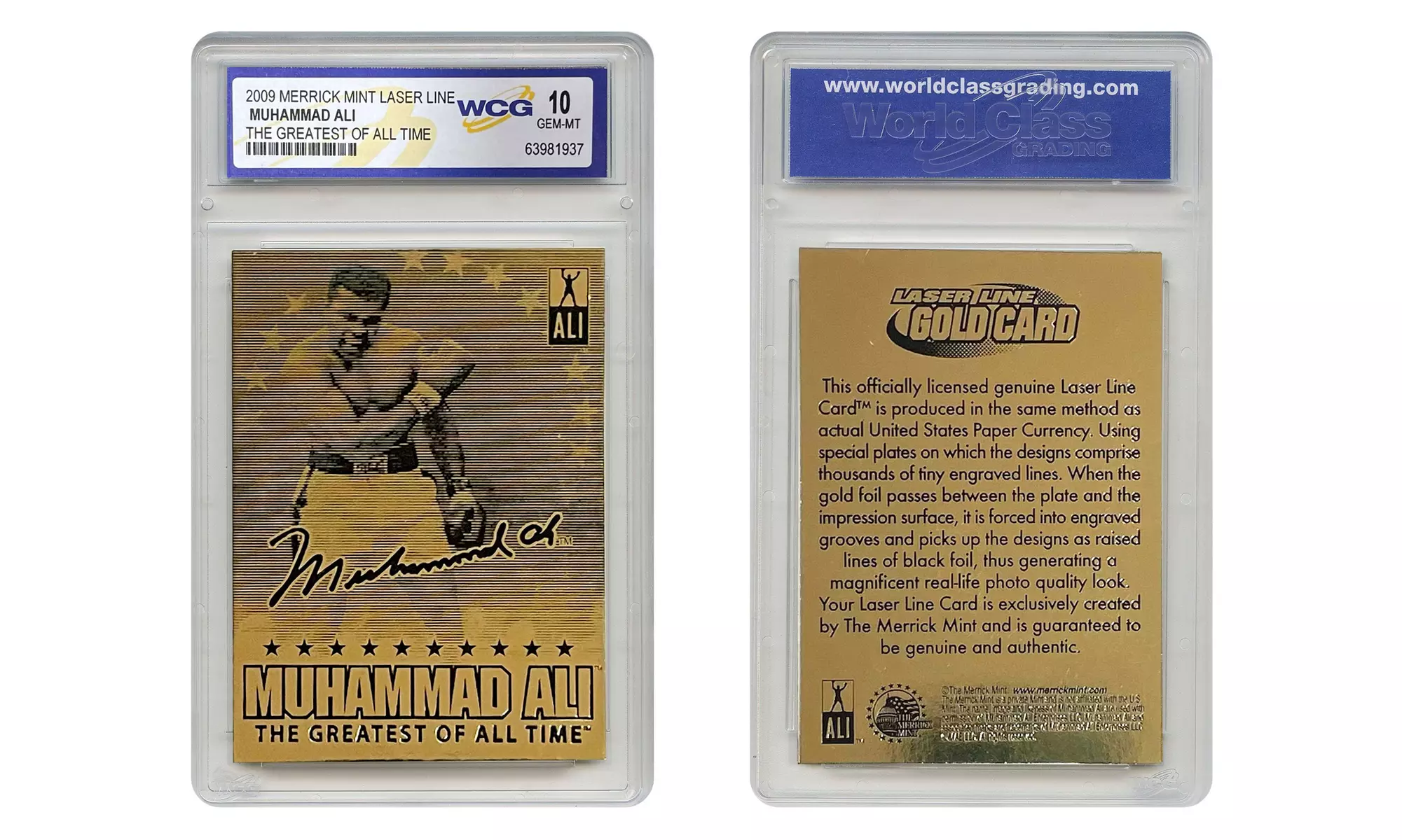 Muhammad Ali 2009 Laser Line Gold Card Limited Signature Series - GEM MINT 10