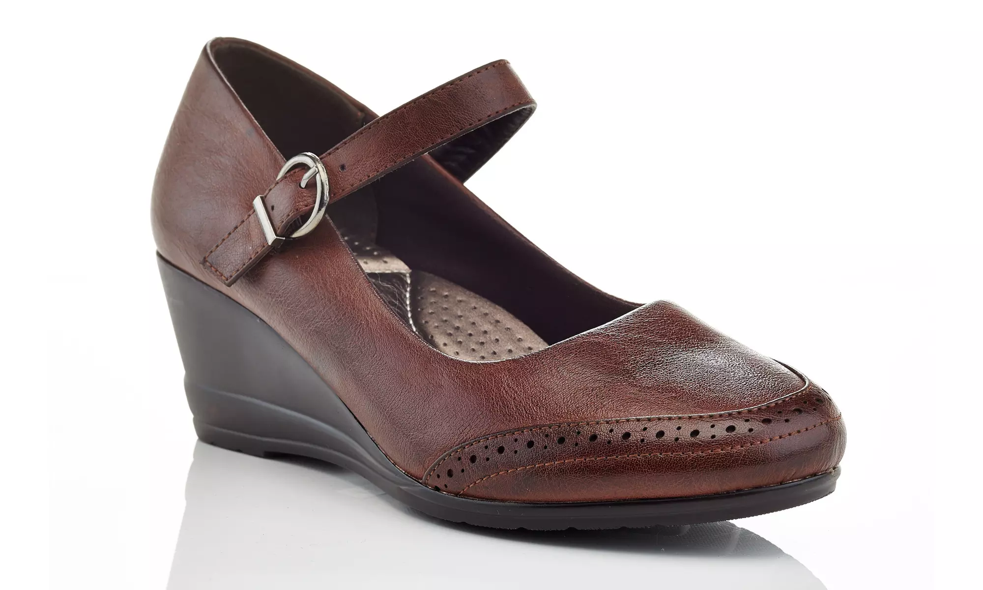 Rasolli Women's Virginia Mary Jane Wedge Pumps