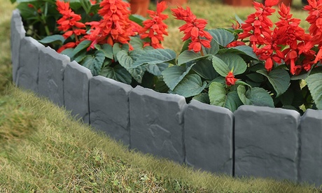 groupon iMounTEK 20-Piece 16-Ft Plastic Lawn Edging - Cobbled Stone-Look Garden Border in Grey