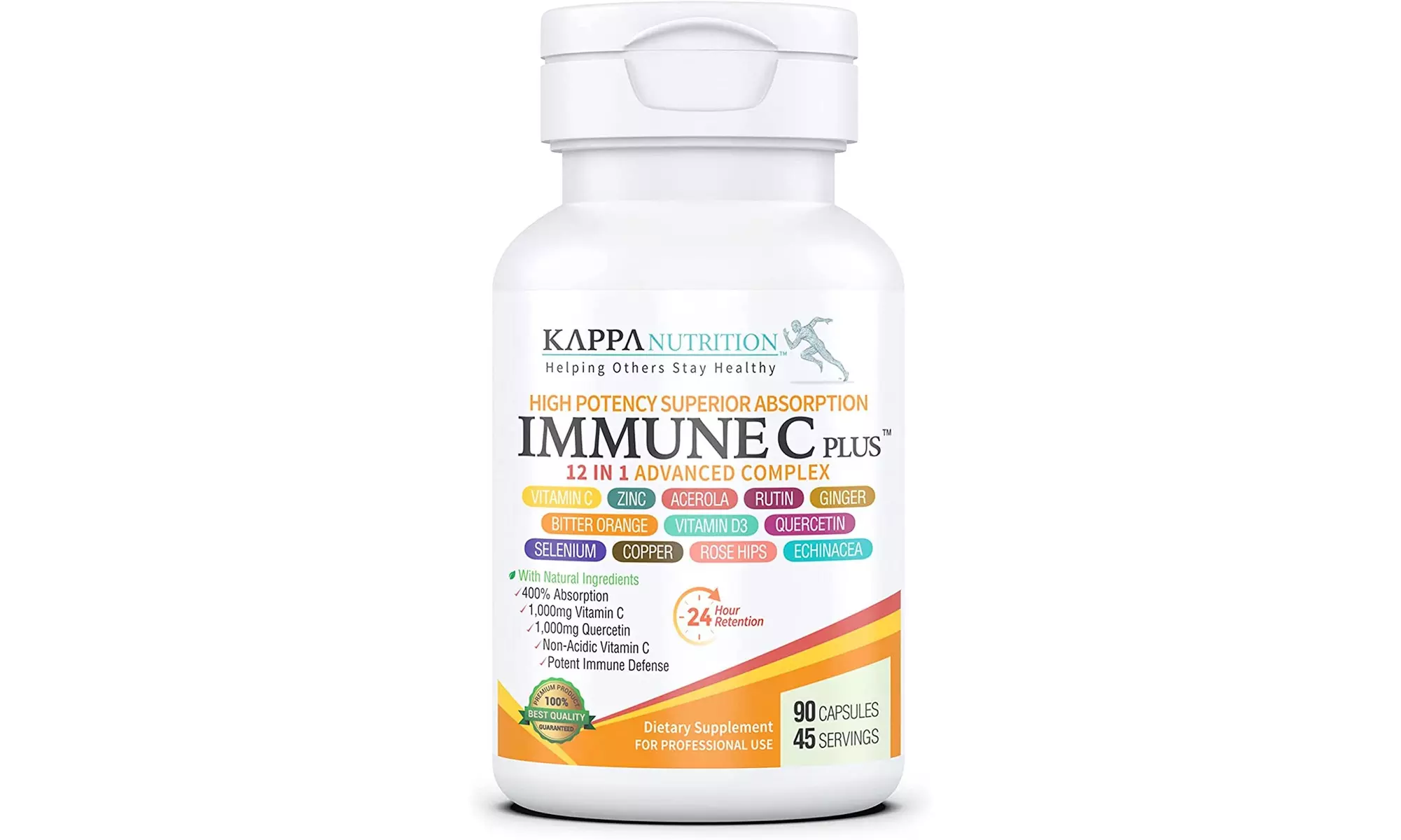 KAPPA NUTRITION (90 Capsules), Quercetin 1,000mg, Vitamin C - Primary Image