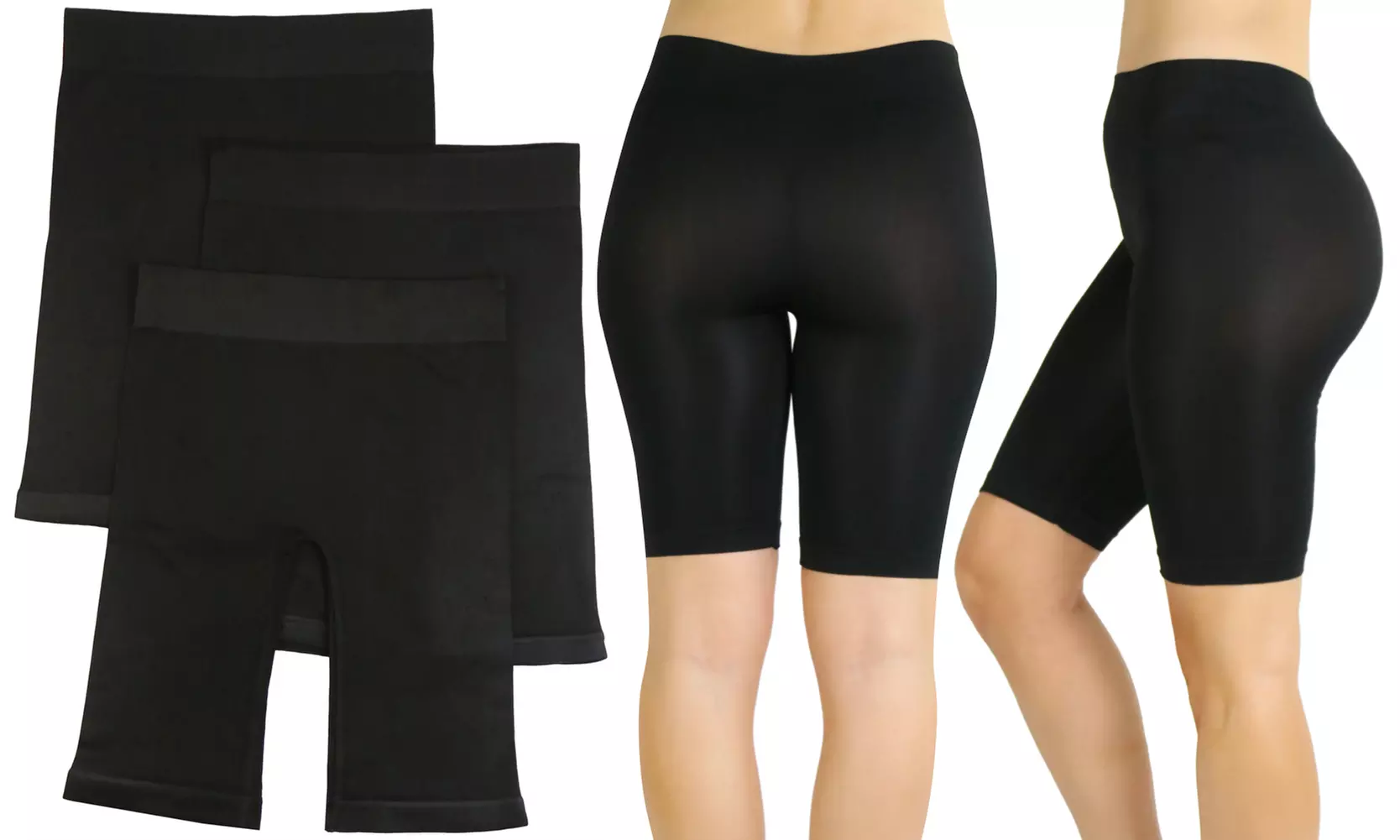 (3 Pack) Women's Layering Seamless Microfiber Shorts - Second Medium