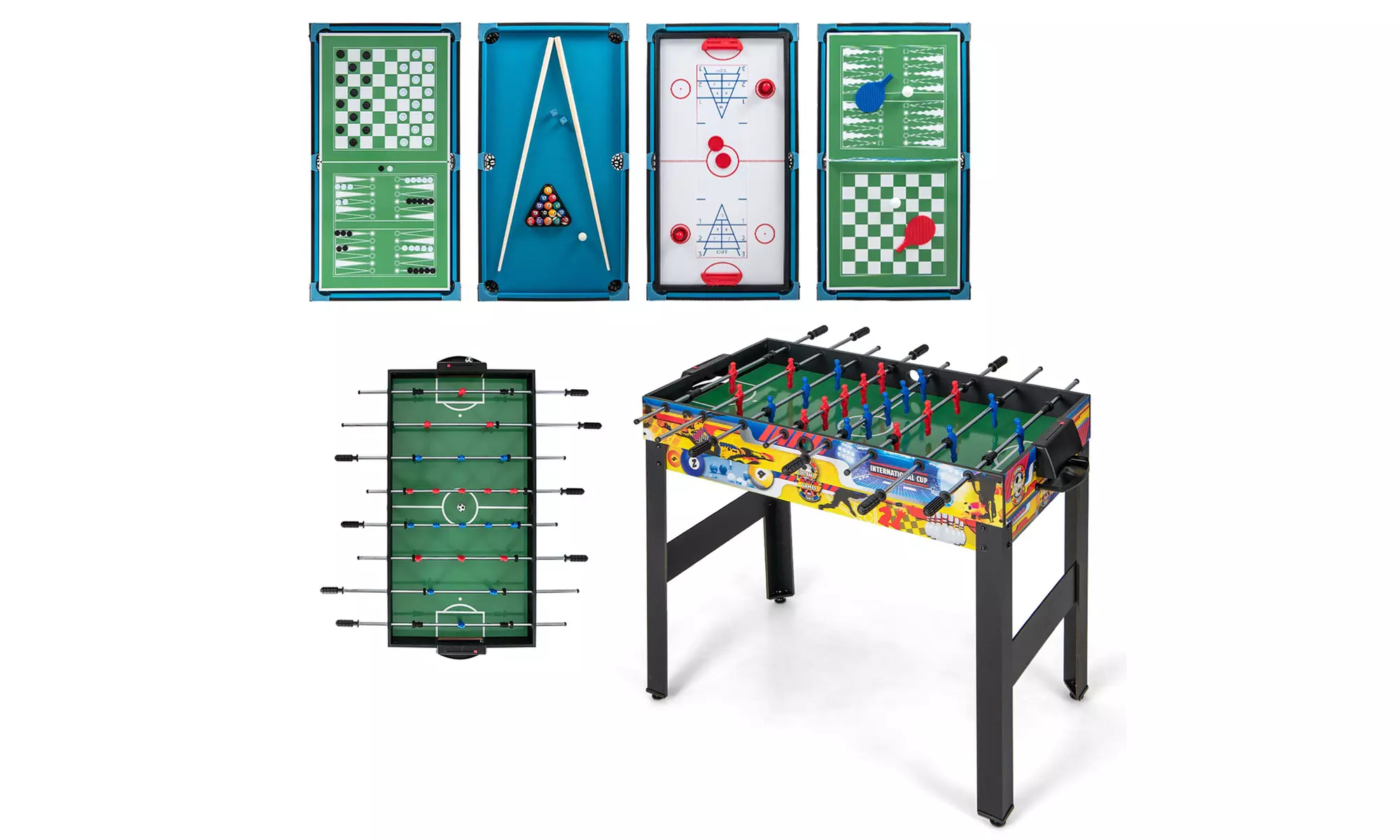 Costway 12-in-1 Combo Game Table Set with Foosball Air Hockey Pool Ping Pong - Primary Image