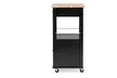 Closeout: Denton Contemporary Black Kitchen Cart with Wood Top - Second Medium