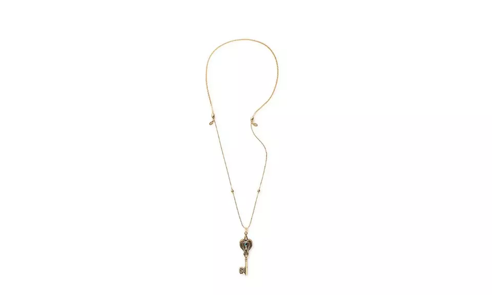 ALEX AND ANI RAVEN KEY PENDANT NECKLACE Russian Gold w/ Tag Card & Box - Primary Image