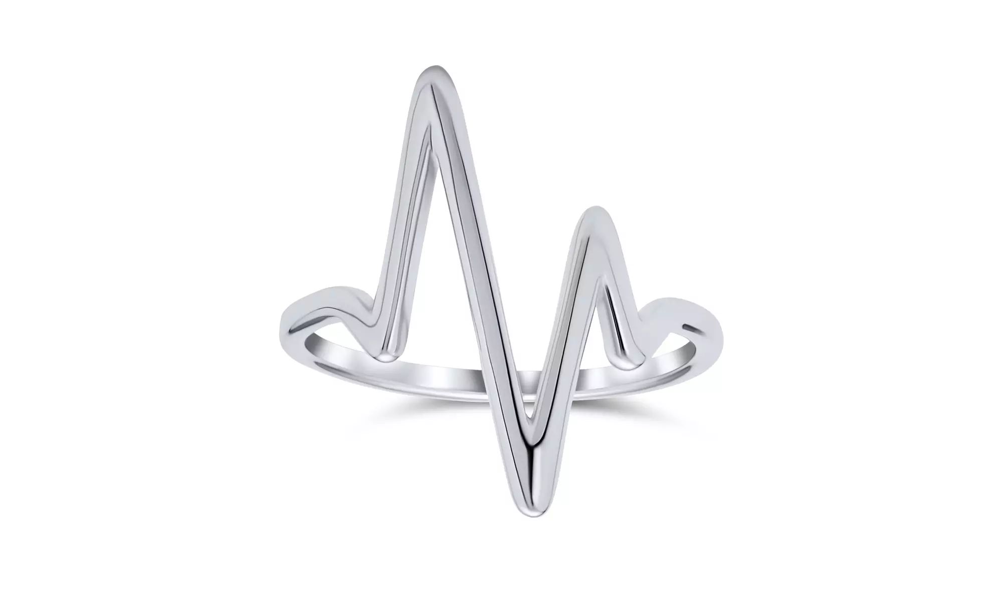 Midi Knuckle Chevron Heartbeat V Ring Rose Gold Plated Sterling Silver - Primary Image