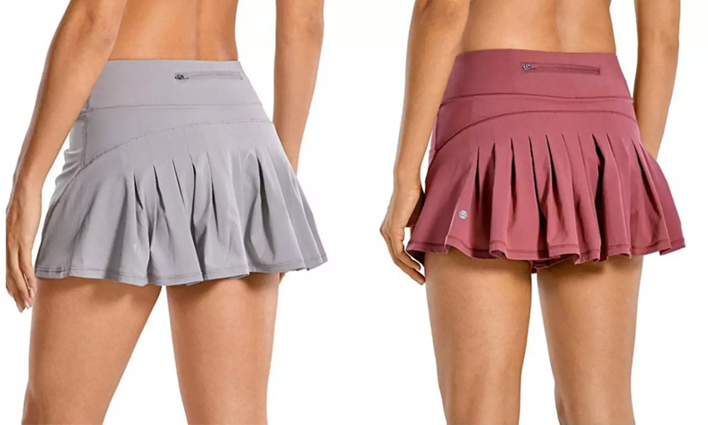 Women's Athletic Tennis Golf Skirts Mid-Waisted Pleated Shorts With Pocket - Primary Image