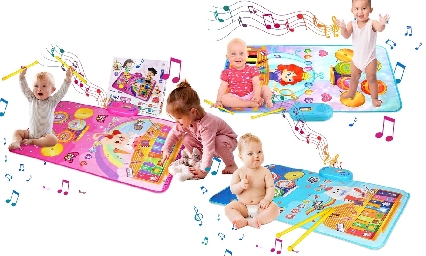  BabyLuv Musical Play Mat for Toddlers with 55 Sounds, Piano Keys & Drums