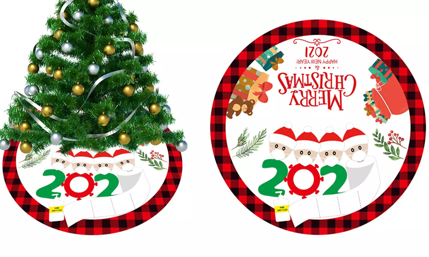 35 Inch Christmas Tree Skirt Decoration Large Merry Christmas Mat Holiday Décor - Primary Image
