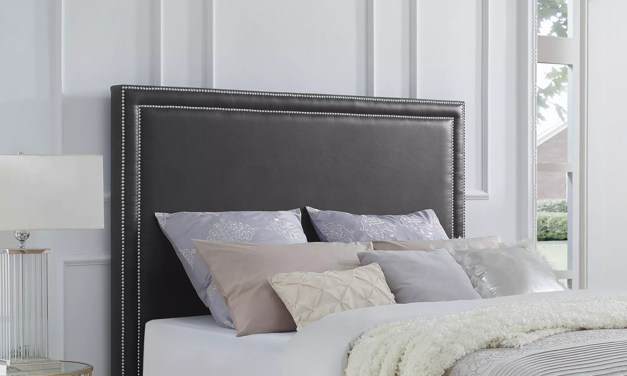 Hayworth PU Leather Nailhead Trim Headboard - Primary Image