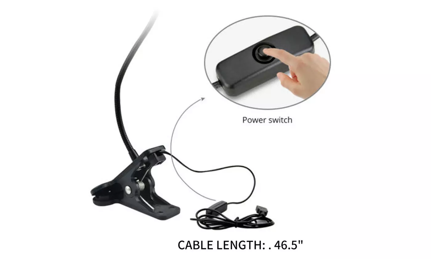 USB Clip on Night Light Reading Light Lamp for Desk Bed Computers