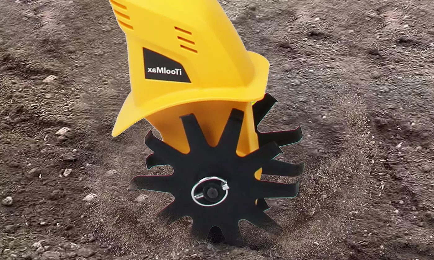 iMounTEK Cordless Electric Garden Tiller Cultivator with Steel Blade Tines