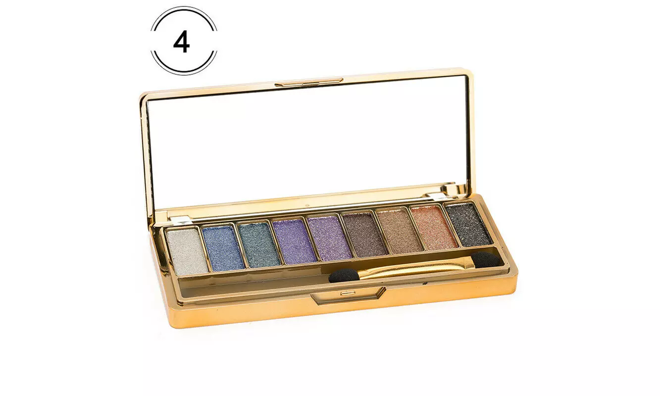 9 Colors Glitter Eyeshadow Eye Shadow Palette & Makeup Cosmetic Brush Set