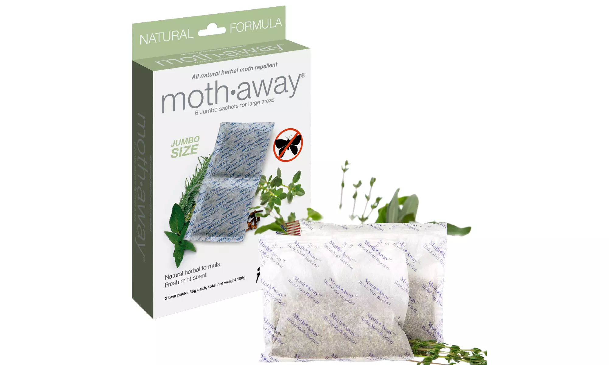 Moth Away All Natural Herbal Moth Repellent Sachets (Standard or Jumbo Sized)