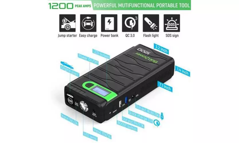 Bolt Power N02 Premium Car Battery Power Booster Jump Starter Smart Cable Kit - Primary Image