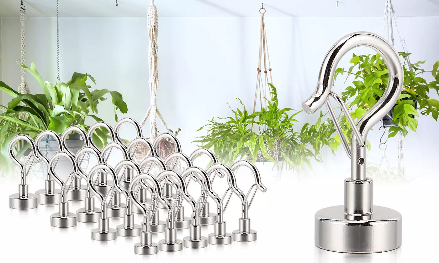 5Pcs Heavy Duty Neodymium Clamping Strong Magnetic Hooks Hanger with Snap 