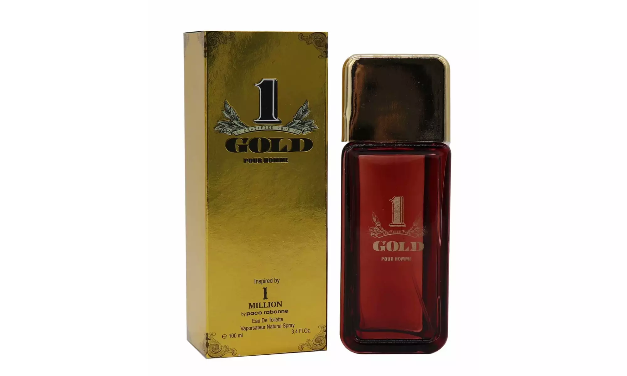 ONE GOLD,Our Version 1 MILLION MEN by PACO RABANNE, EDT Spray for Men, 3.4 Fl Oz - Primary Image