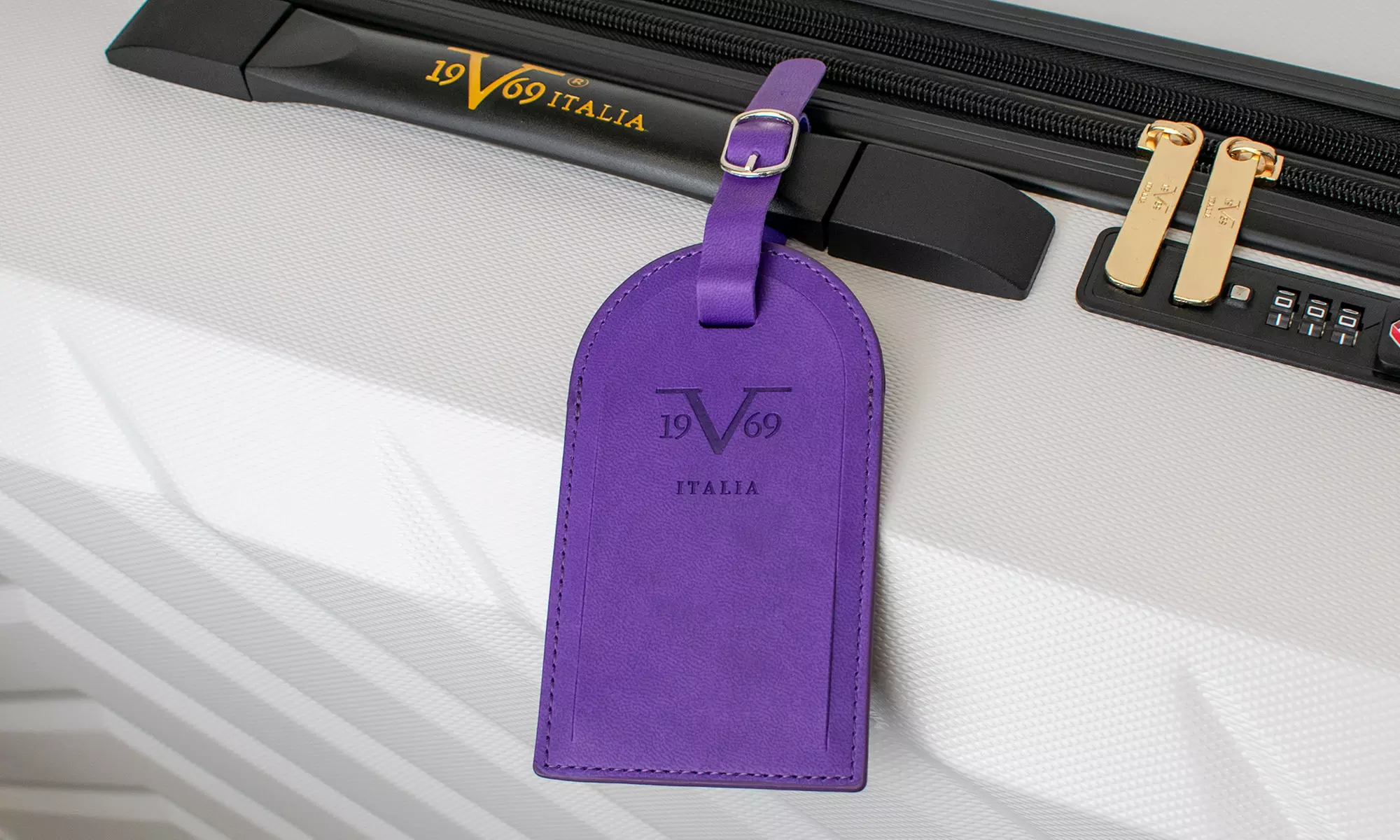 ITALIA Luggage Tag Pair with Hidden Information Cards, Vegan Leather - Second Medium