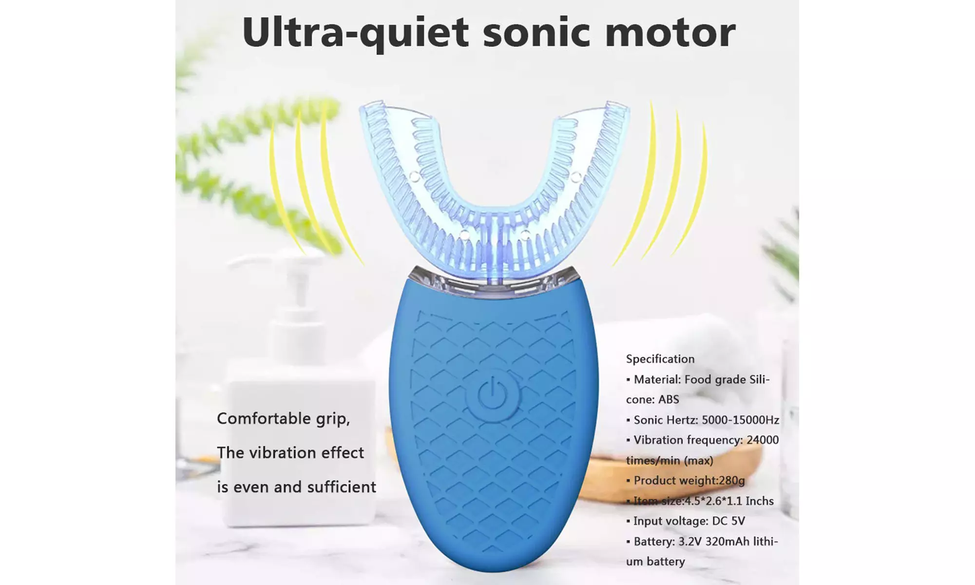 U Shaped Toothbrush Adults Portable 360 Degree Ultrasonic Electric Toothbrush