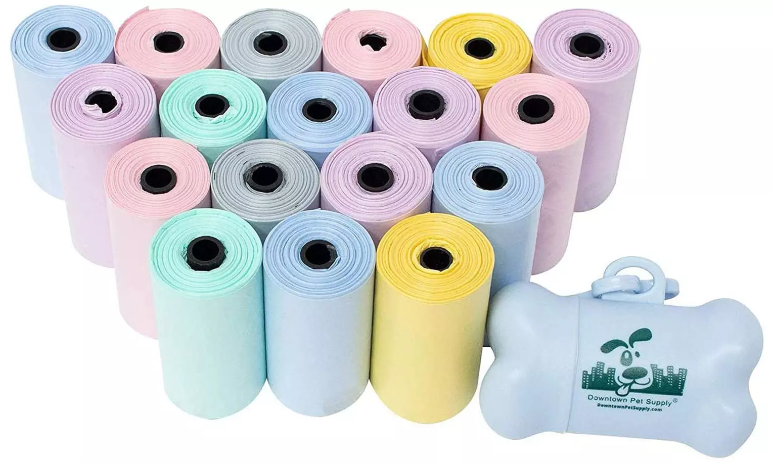 Dog Pet Waste Poop Bags Unscented and Scented with Lavender in Rainbow Pastel - Primary Image