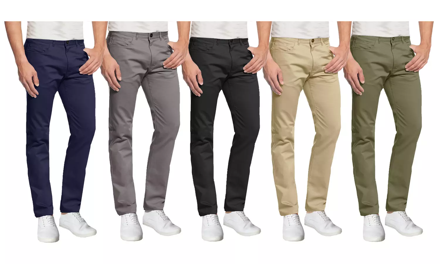 Men's 5-Pocket Slim Fit Cotton Stretch Chino Pants (Sizes, 30-42)