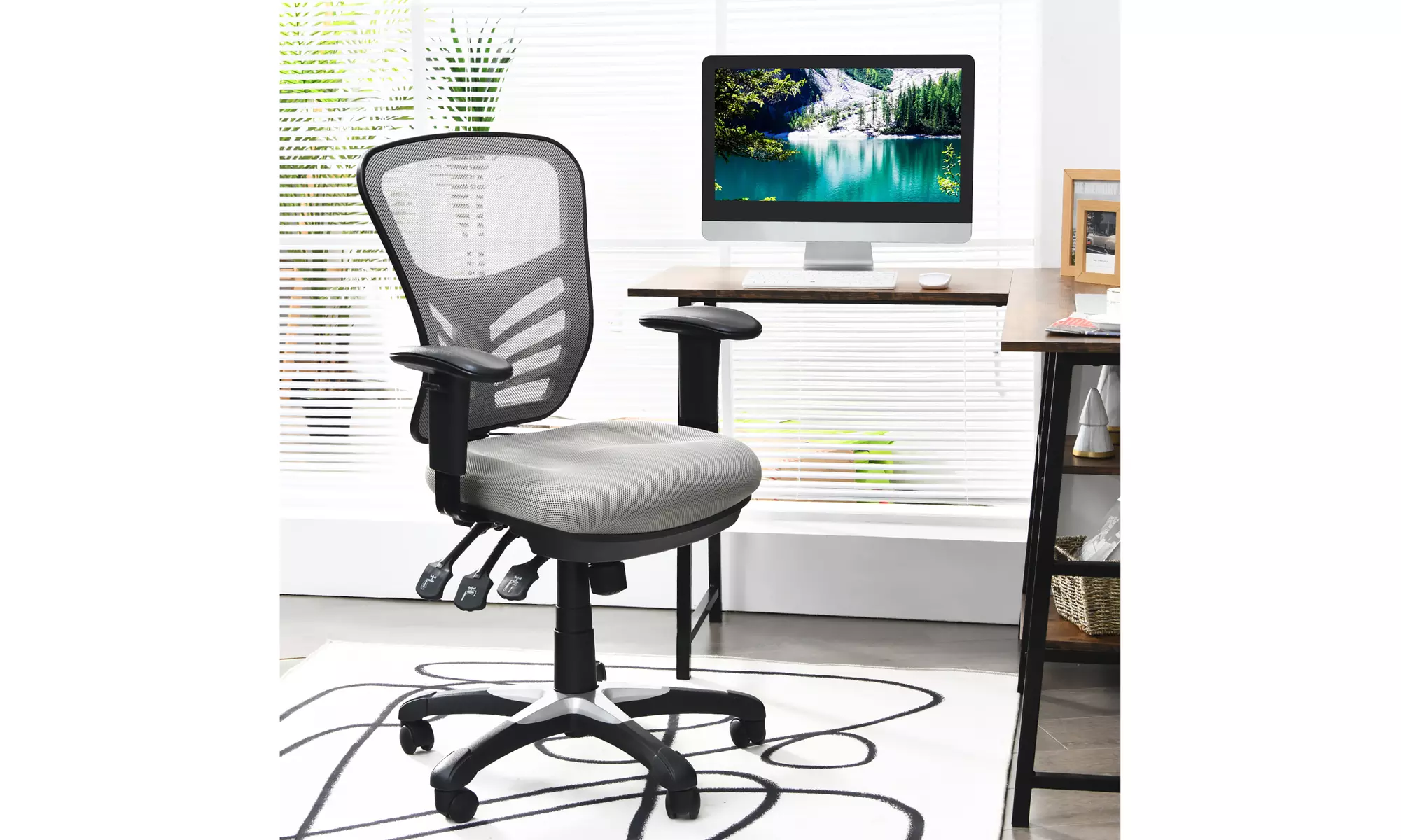 Costway Mesh Office Chair 3-Paddle Computer Desk Chair w/ Adjustable Seat - Primary Image