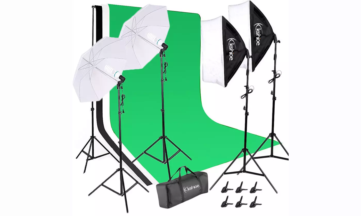 135W Photography Video Studio Muslim Cloth Backdrops Support Stand/Lighting Kit - Primary Image