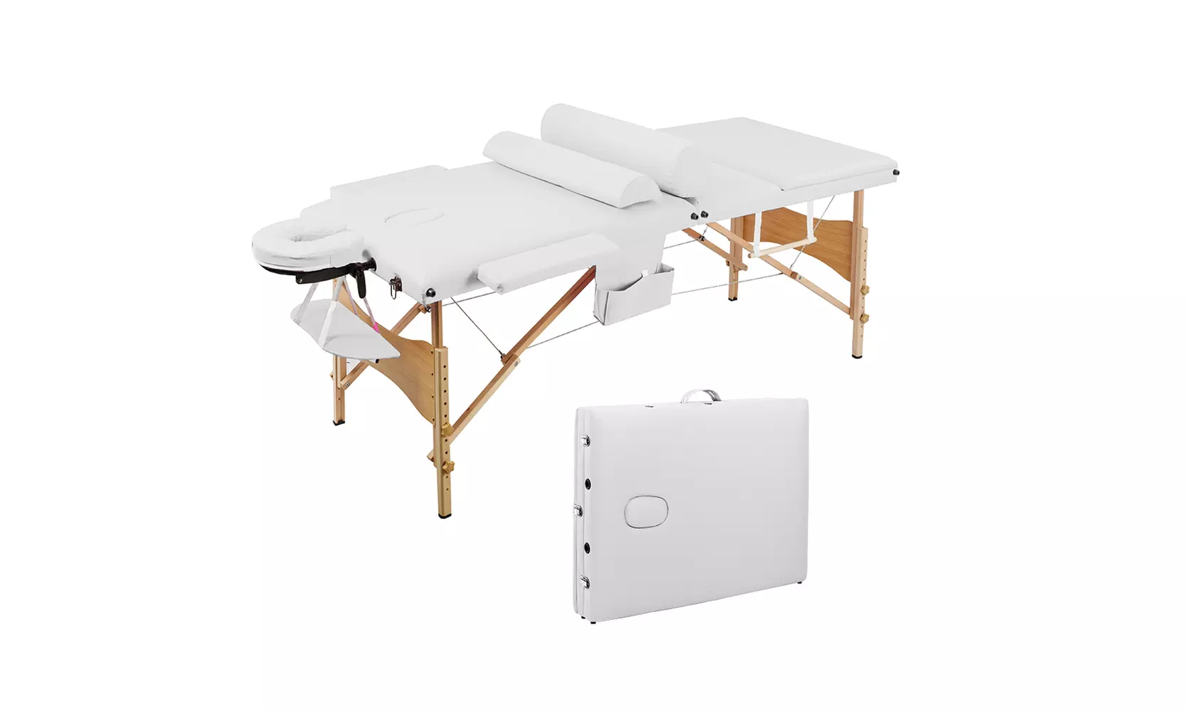 3 Sections Folding Portable SPA Bodybuilding Massage Table Set White - Primary Image