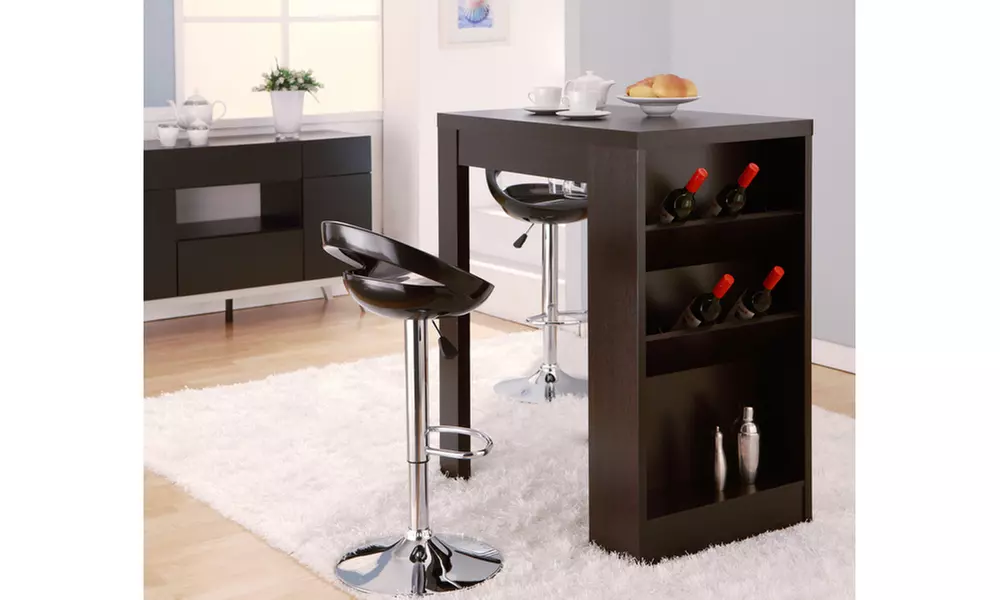 Furniture of America Ashlyn Modern Bar Table with Wine Rack in Cappuccino - Primary Image