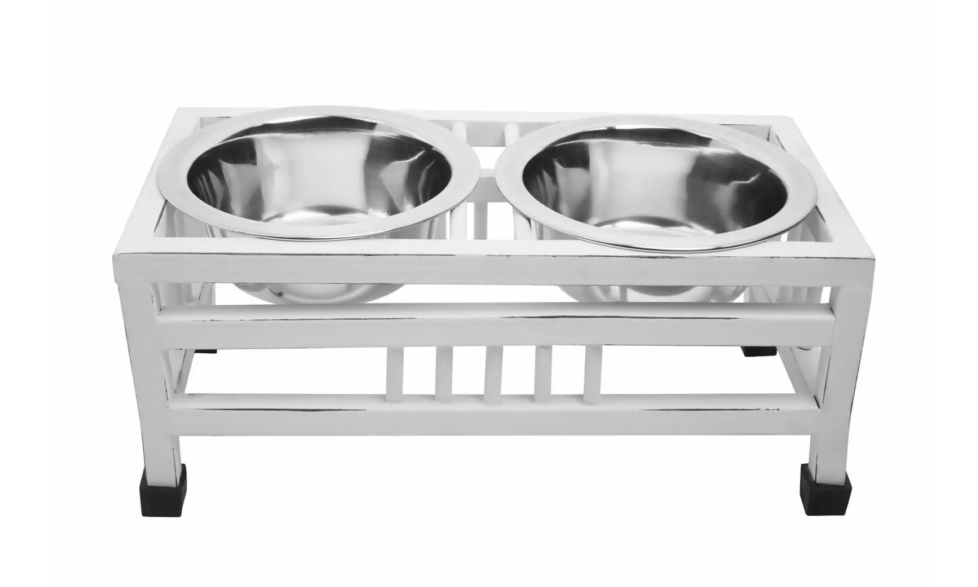 Indipets Classic Wrought Iron Elevated Feeder with Bowls (3 Sizes)