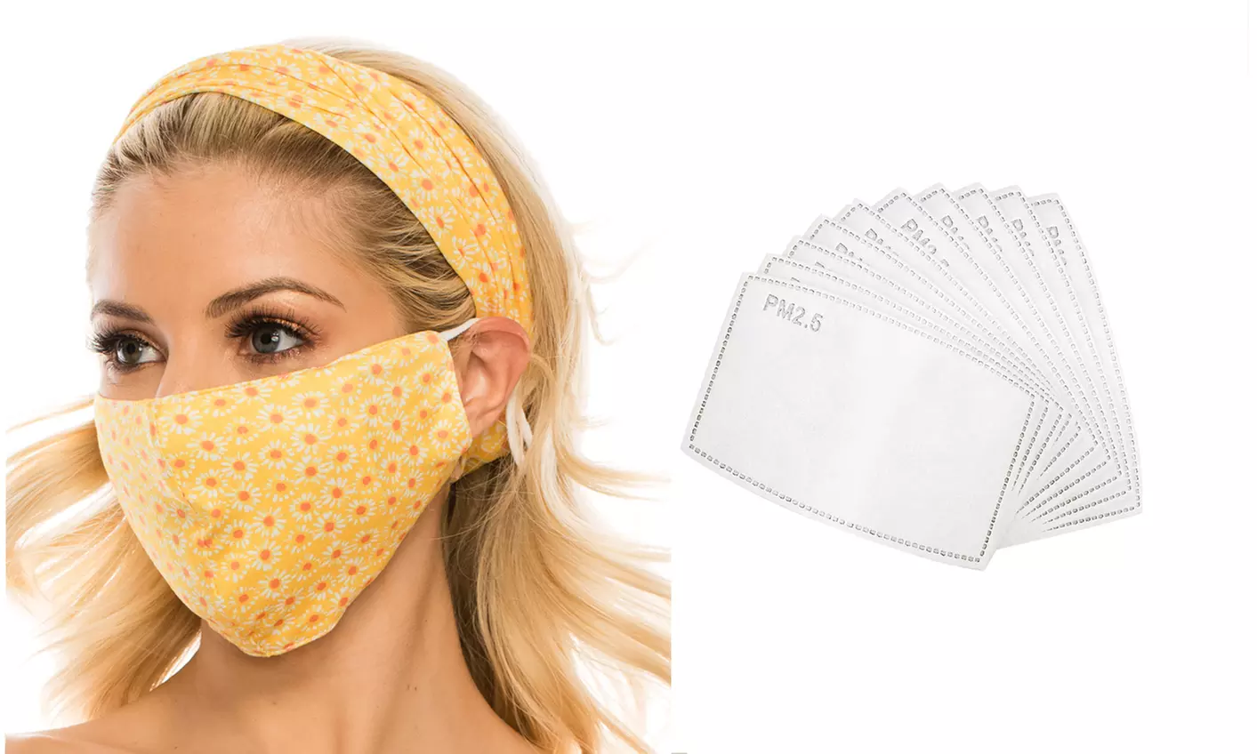 Fashion Fabric Reusable Mask with Matching Headband and 10 Free Filters - Second Medium