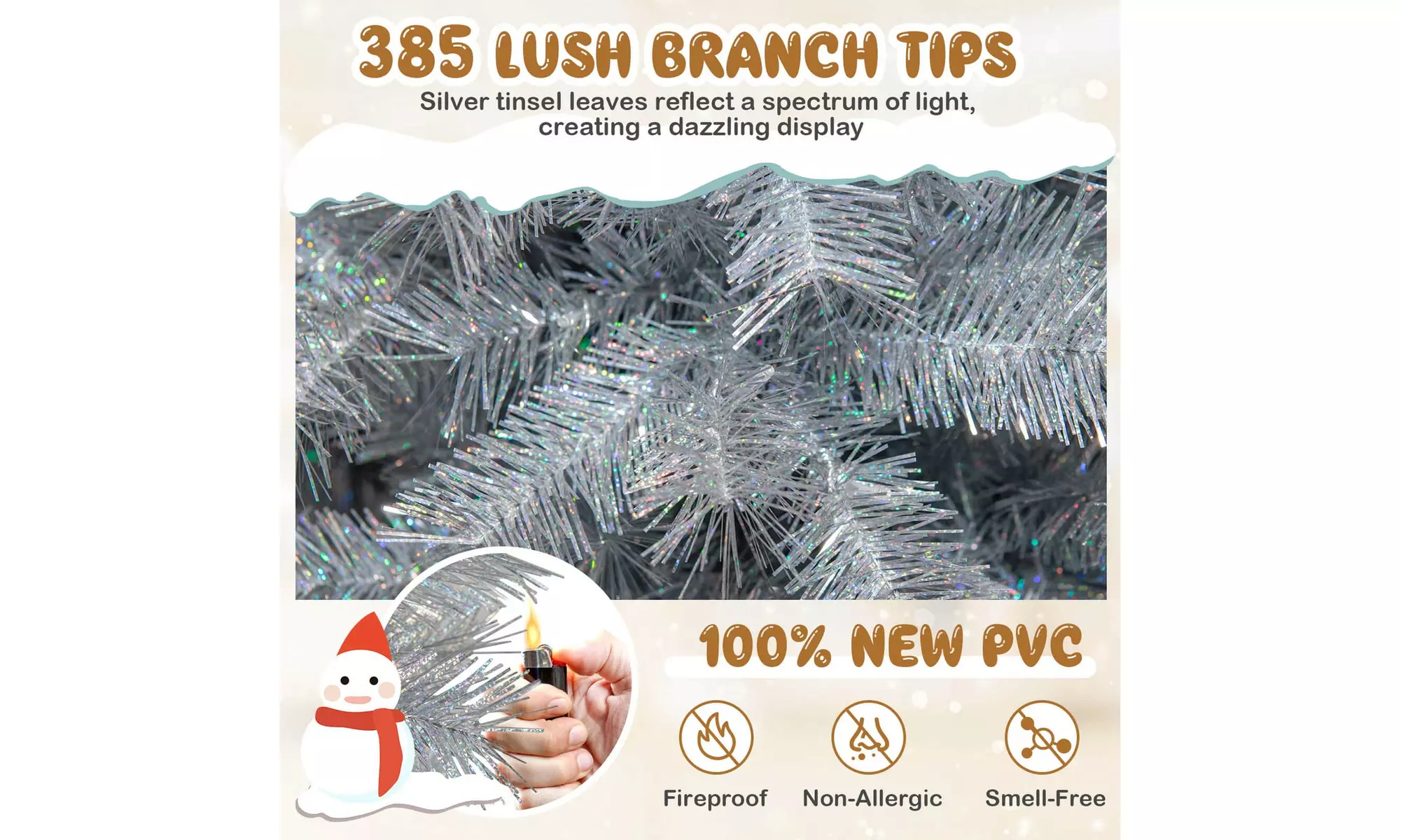Costway 5/6/7 FT Christmas Tree Artificial Xmas Tree with Branch Tips LED Lights