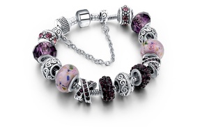 Genuine Murano Glass Crystal Charm Bracelet Made With Crystals From Swarovski