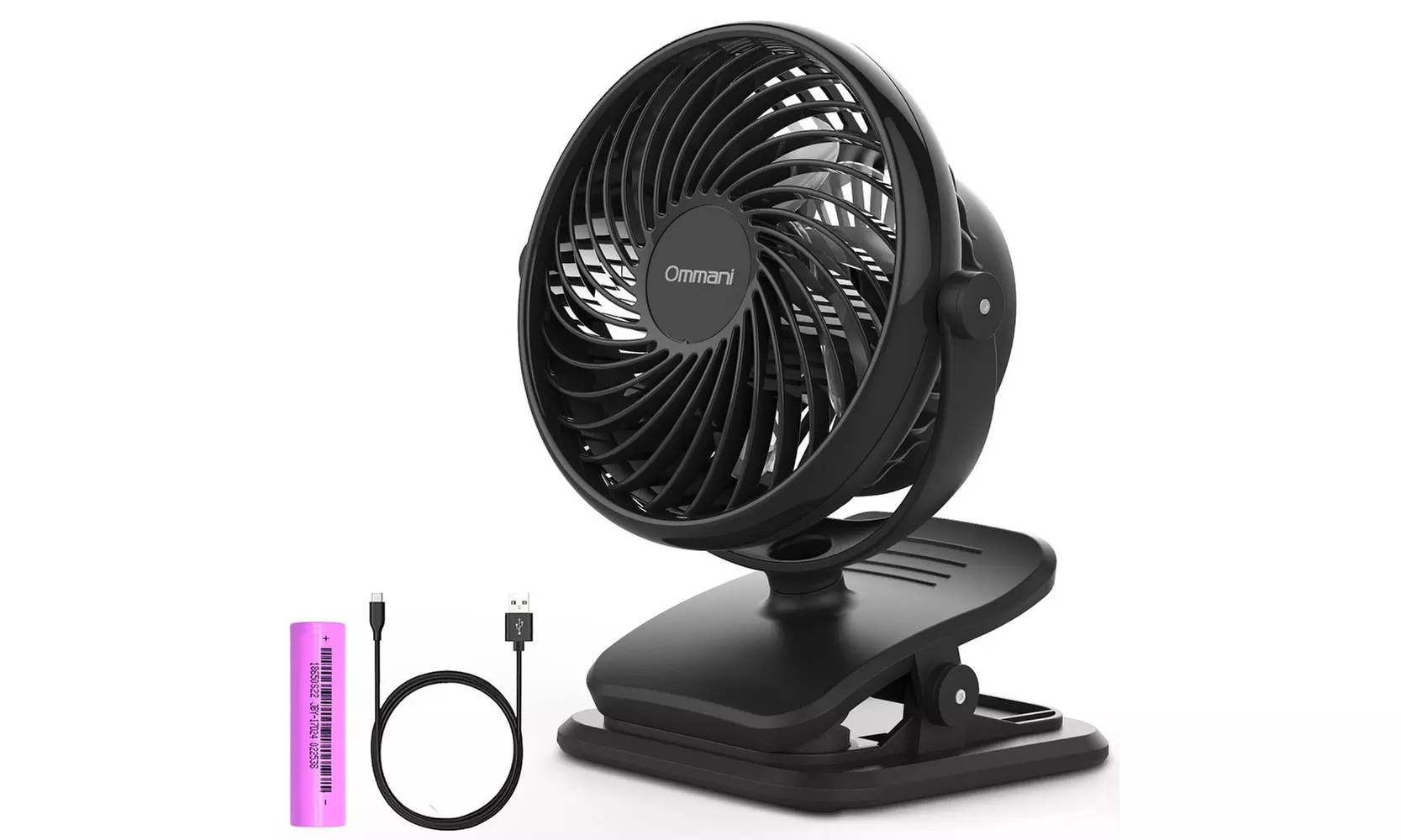 Clip on Fan Battery Operated Fan, USB or 2600mAh Rechargeable Battery Powered - Primary Image