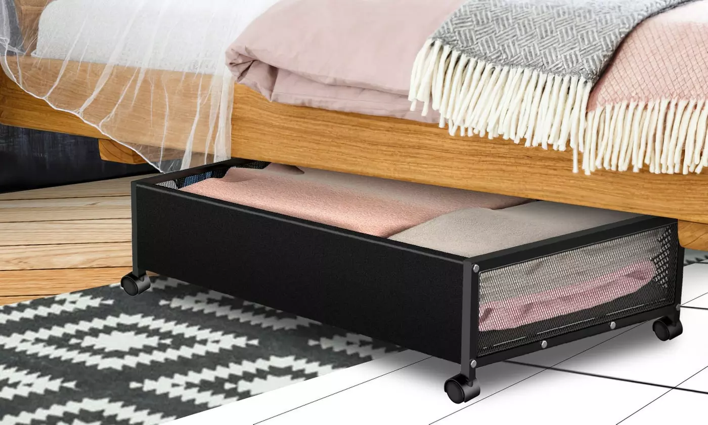 NewHome Under Bed Storage Bins with Rolling Wheels & Clear Lid (2-Pack)