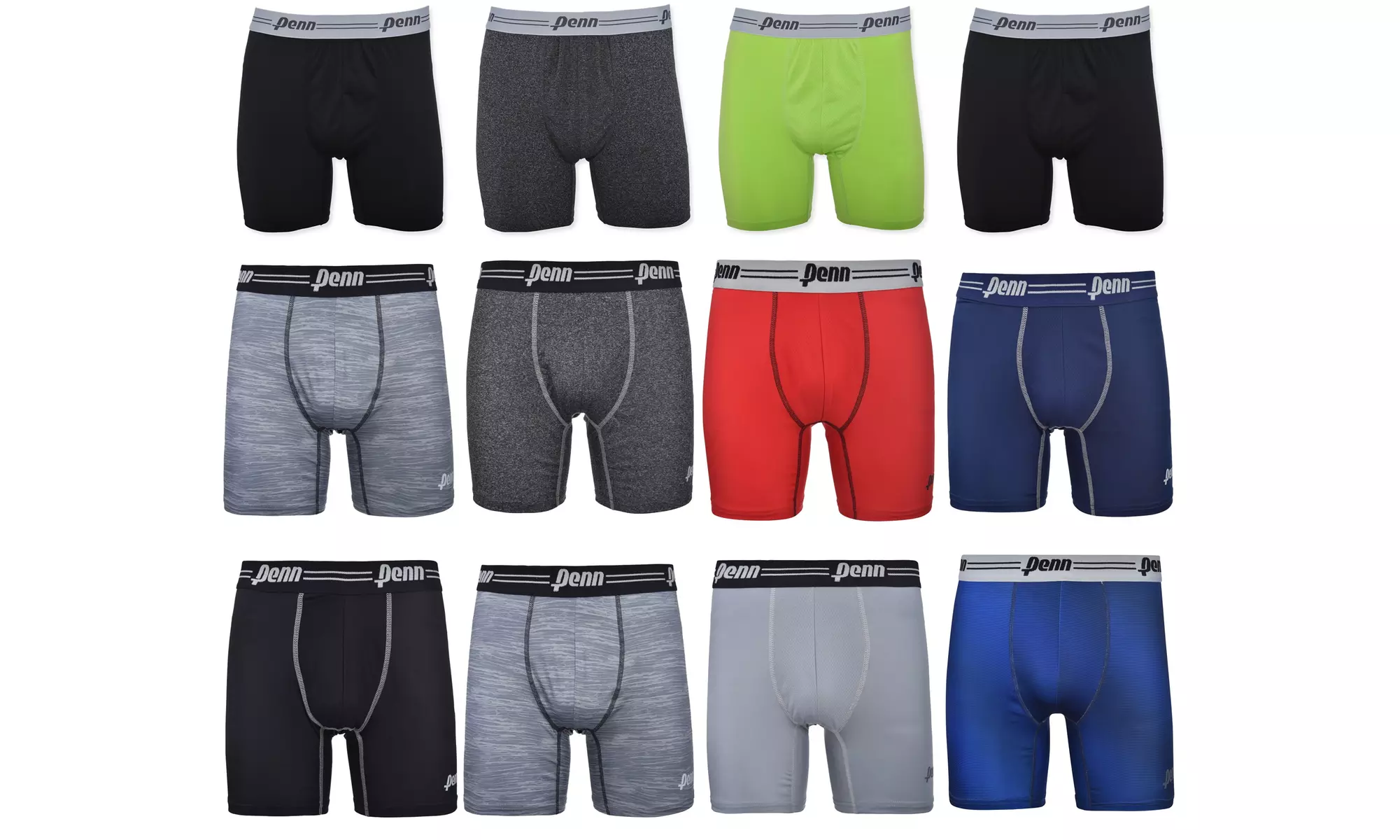 PENN Mens Performance Boxer Briefs - 12 Pack Tagless No Fly Mystery Colors