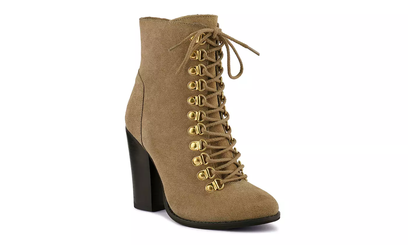 Rag & Co Goose-Feather Antique High Heeled Ankle Boot