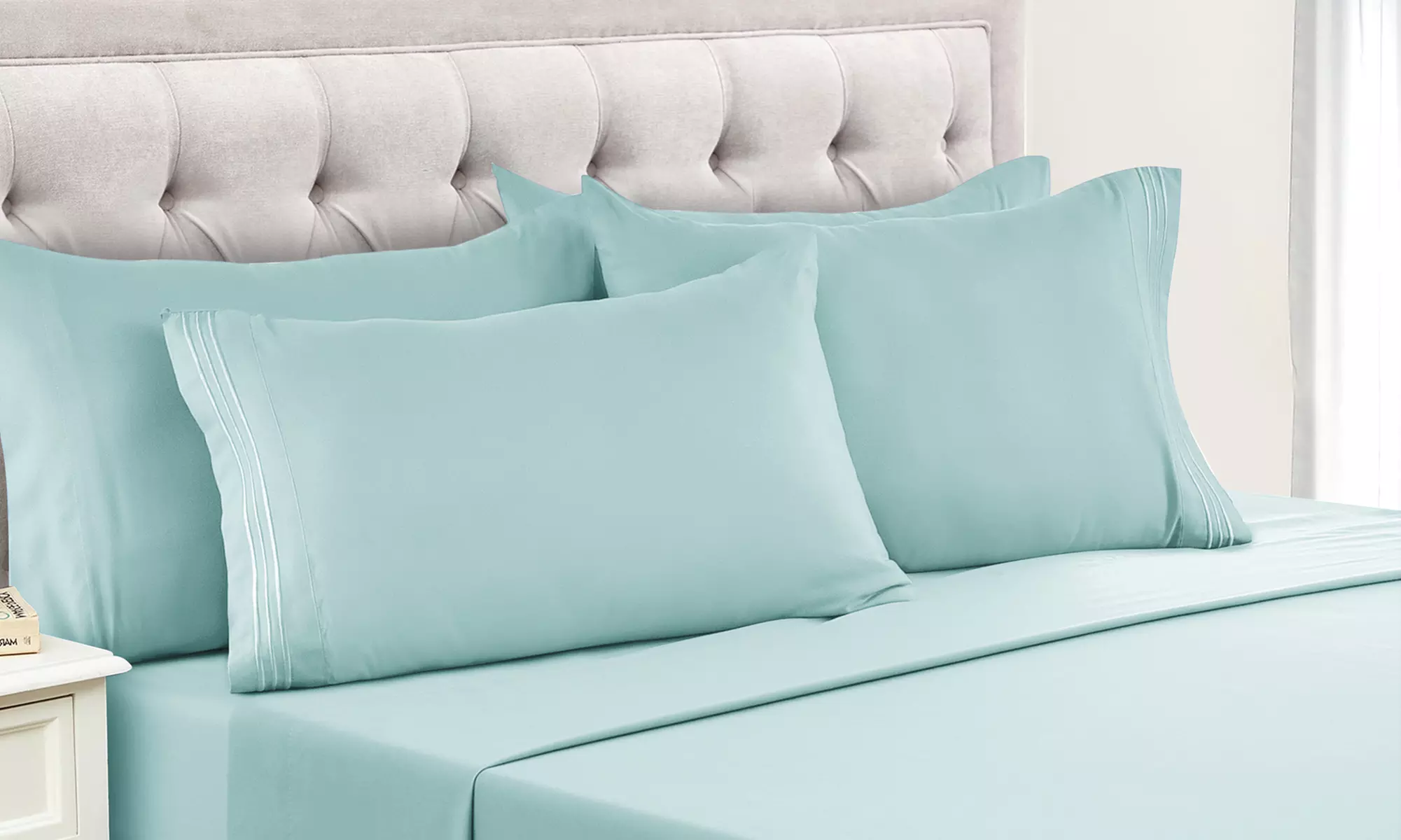 Lux Decor 6pc Premium Soft Microfiber Bed Sheet Set with Pillowcases
