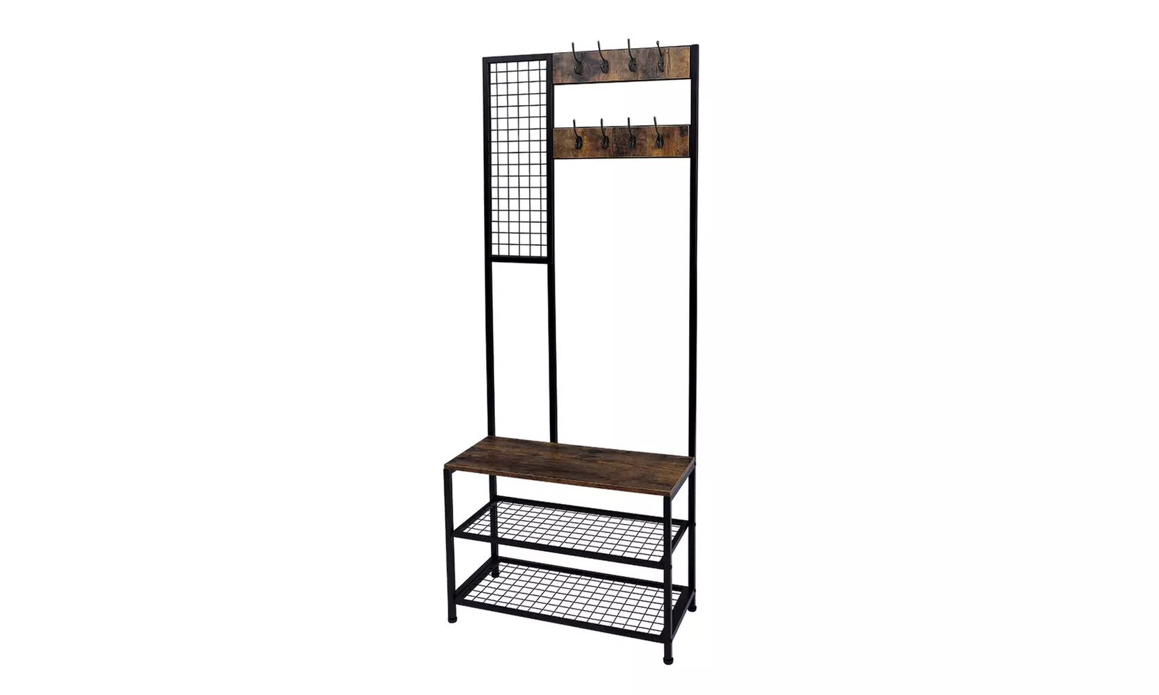3 in 1 Industrial Coat Rack Hall Tree Entryway Storage Shelf Organizer - Primary Image