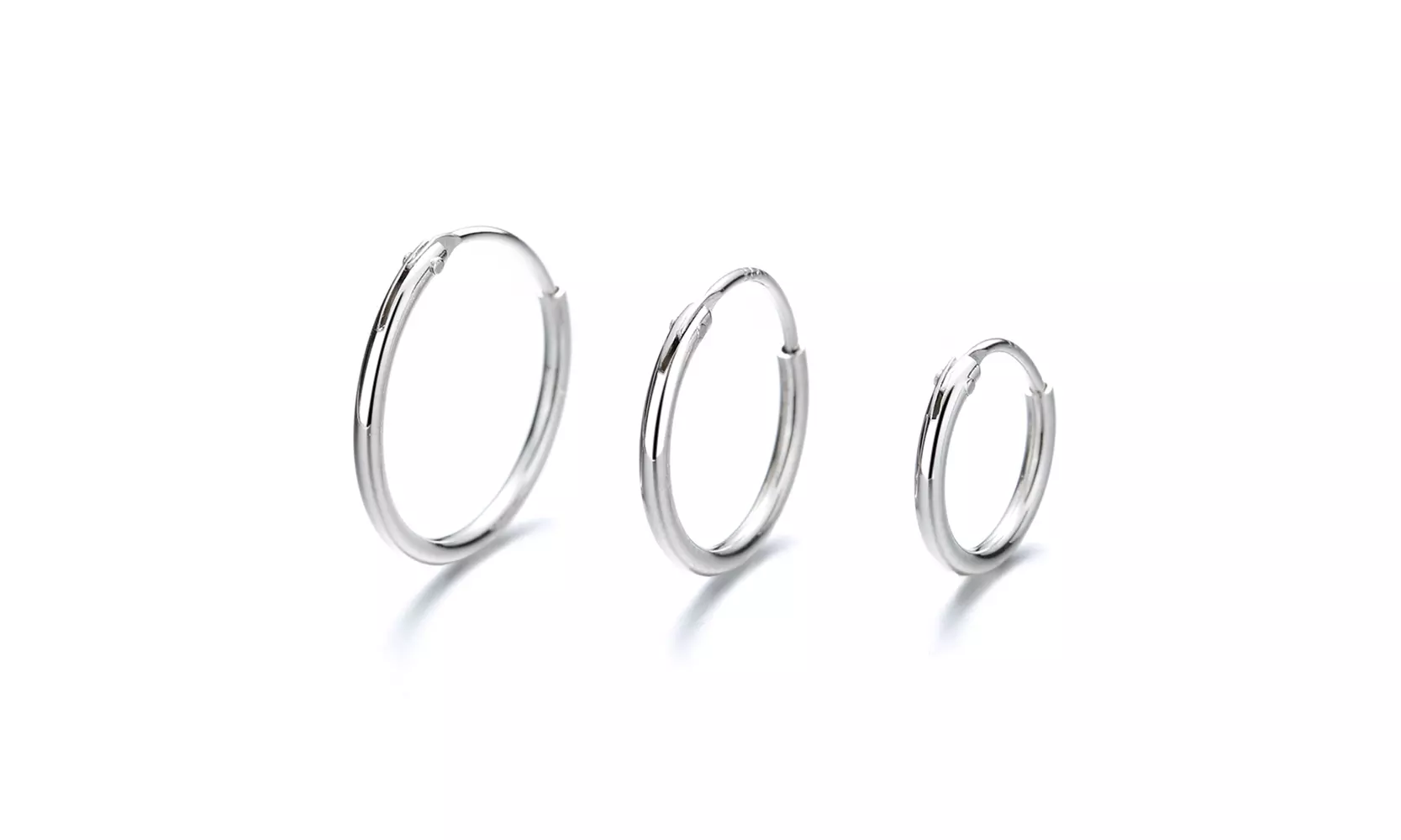 Sterling Silver Hoop Earrings Set of 3 Sizes