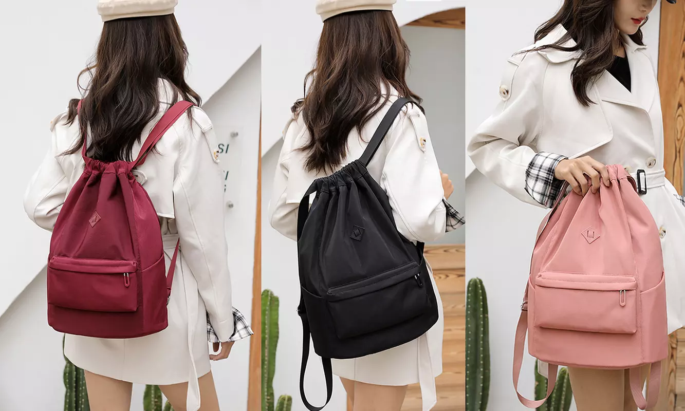 Water Resistant Drawstring Backpack Sports Gym Sack with Side Pocket