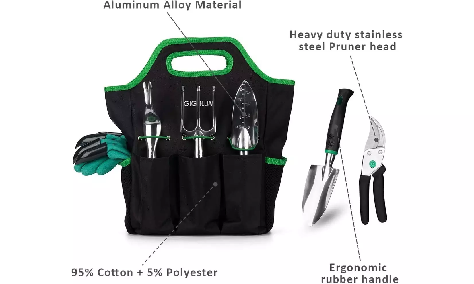 Gardening Tool Set 20 Pcs, Aluminum Garden Hand Tools Set - Second Medium